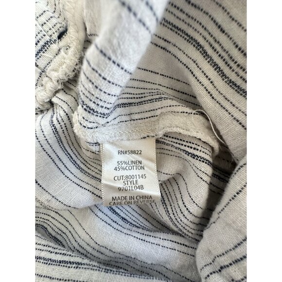 Max Studio Women's Cropped Wide‎ Leg Striped Pants L Cream Linen Nautical Granny - Picture 5 of 11